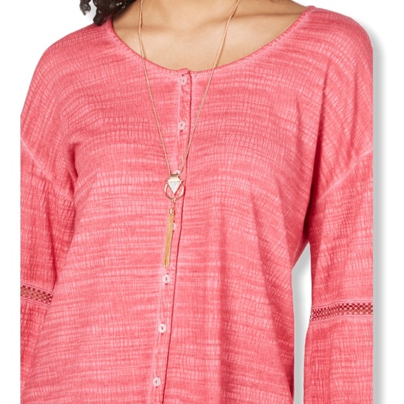 Style & Co Tiered Sleeve Button-Up Top - Picture 2 of 6